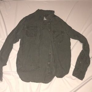 green navy button up